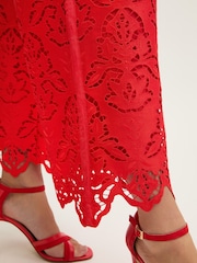 LK Bennett Red Grace Aurora Lace Trousers - Image 4 of 4