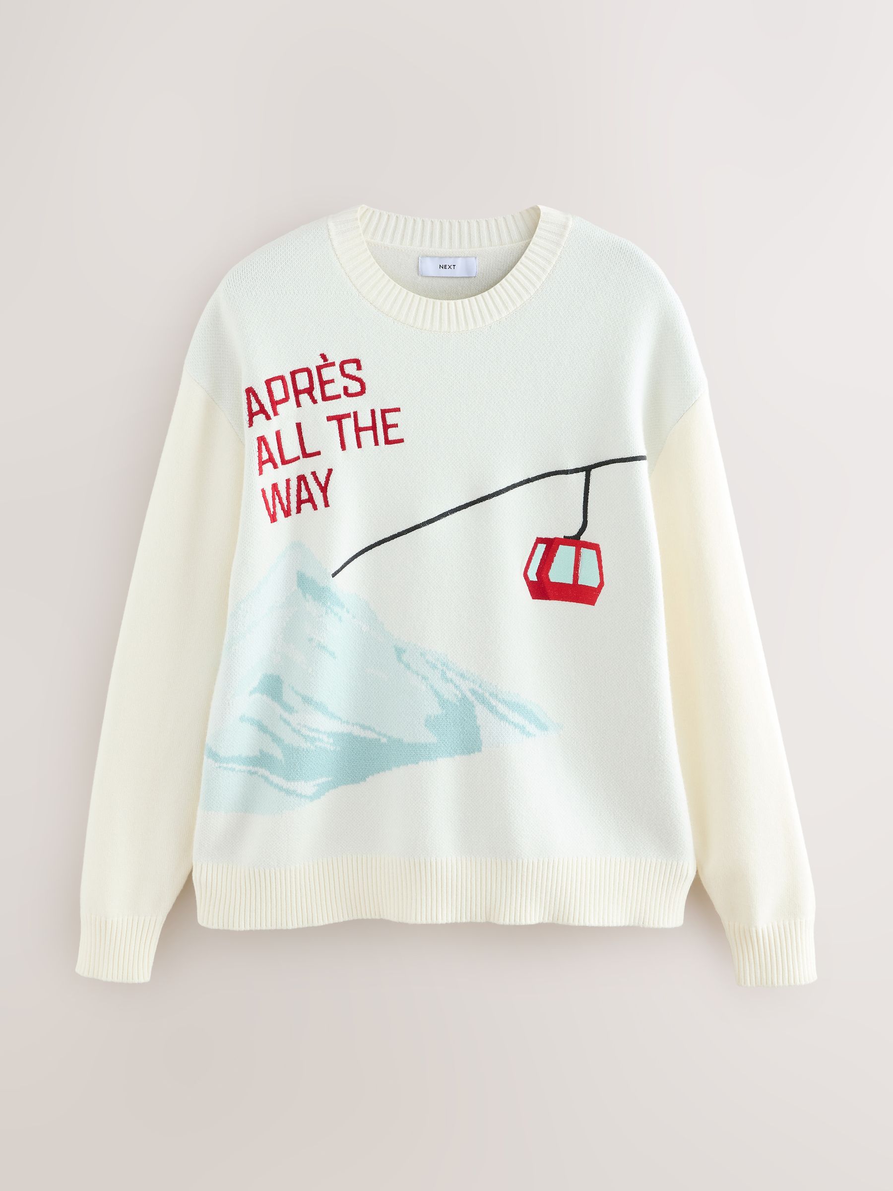 Buy Ecru White Relaxed Fit Christmas Aprés Ski Crew Jumper from