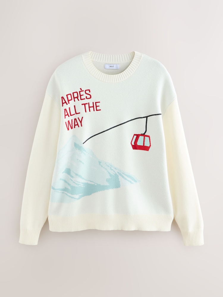 Ecru White Regular Fit Christmas Après Ski Crew Jumper - Image 5 of 5 Ecru White Regular Fit Christmas Après Ski Crew Jumper - Image 5 of 5