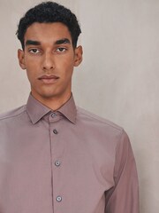 Dusky Pink Slim Fit Cotton Stretch Long Sleeve Formal Shirt - Image 5 of 9