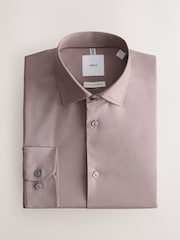 Dusky Pink Slim Fit Cotton Stretch Long Sleeve Formal Shirt - Image 7 of 9