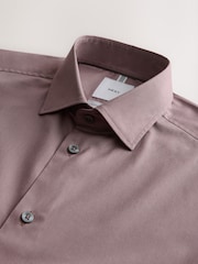 Dusky Pink Slim Fit Cotton Stretch Long Sleeve Formal Shirt - Image 8 of 9