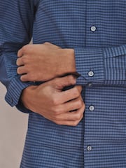 Navy Slim Fit Cotton Stretch Long Sleeve Formal Shirt - Image 4 of 7