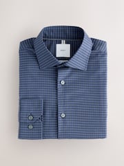 Navy Slim Fit Cotton Stretch Long Sleeve Formal Shirt - Image 5 of 7