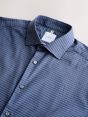 Navy Slim Fit Cotton Stretch Long Sleeve Formal Shirt - Image 7 of 7