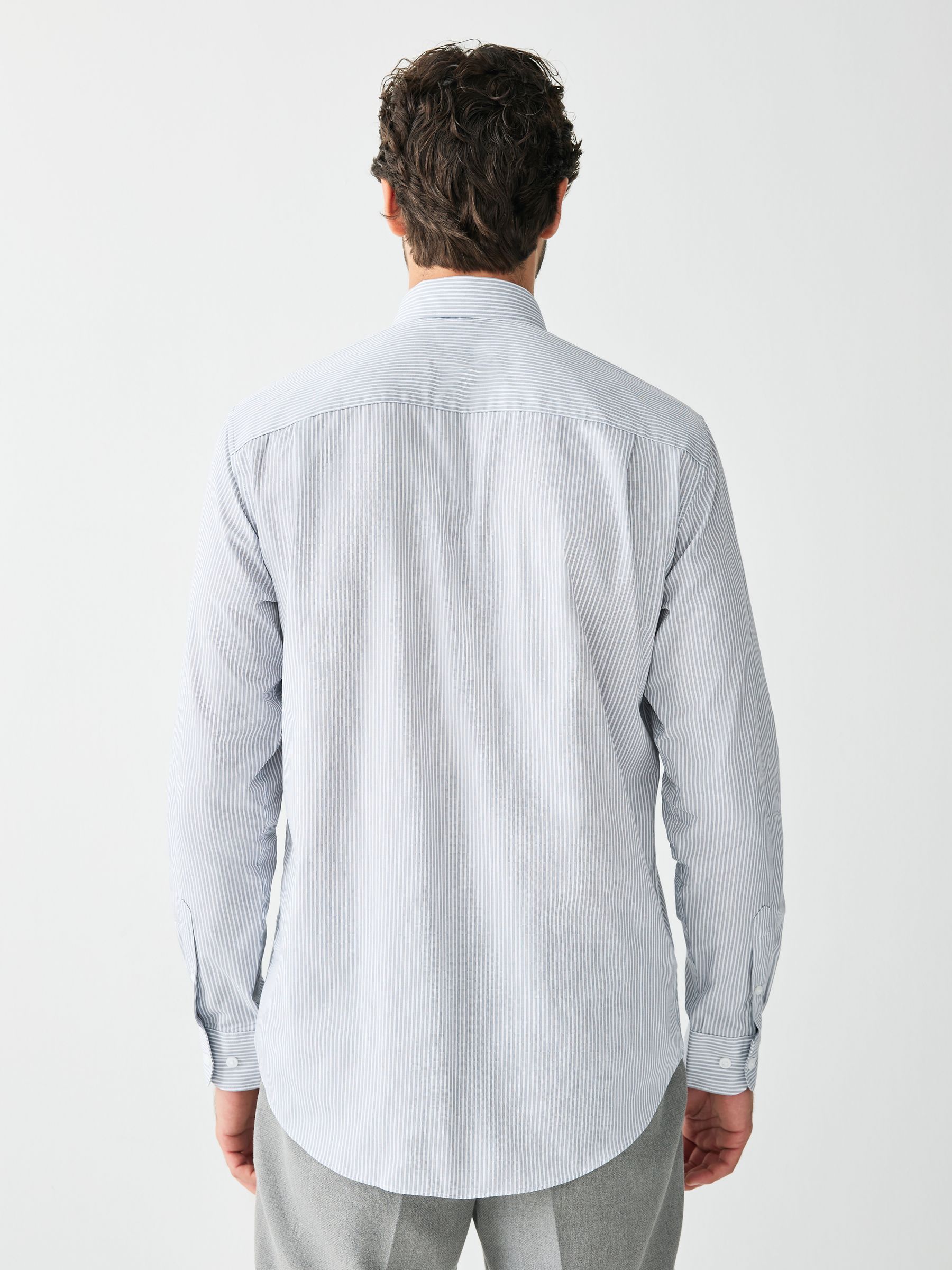 grey and white striped dress shirt Gray striped business shirt