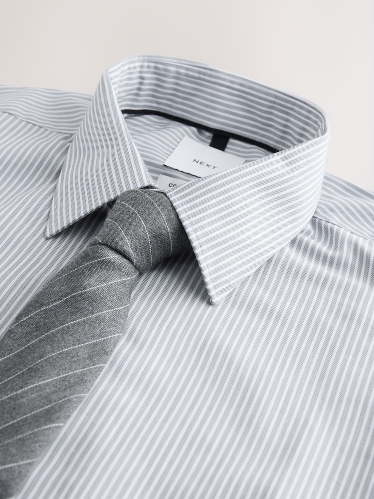 gray and white striped dress shirt Gray Striped Wrinkle Free Oxford Shirt