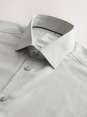 نقشة مربعات صغيرة رمادي - قميص رسمي من القطن قابل للتمدد بأكمام طويلة - صورة 8 من 9