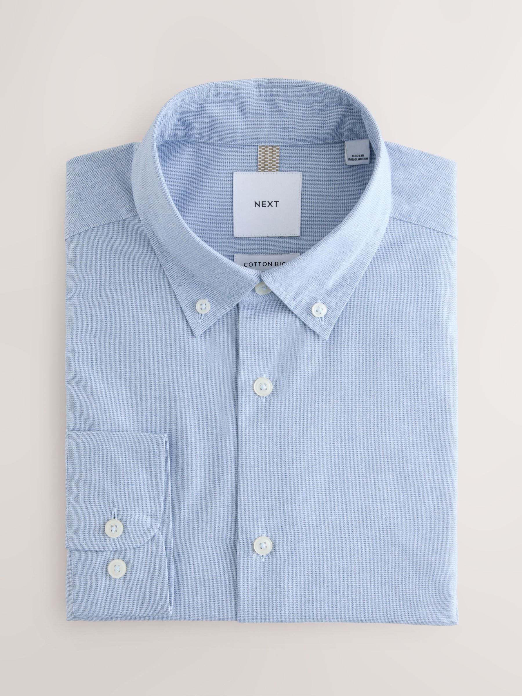 Buy Blue Texture Regular Fit Cotton Rich Long Sleeve Formal Shirt