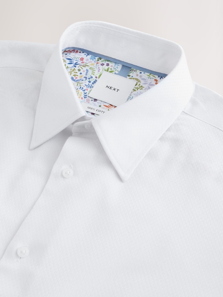 Buy White Skinny Fit Cotton Textured Slim Fit Long Sleeve Formal Shirt With Trim from Next USA Buy White Skinny Fit Cotton Textured Slim Fit Long Sleeve Formal Shirt With Trim from Next USA