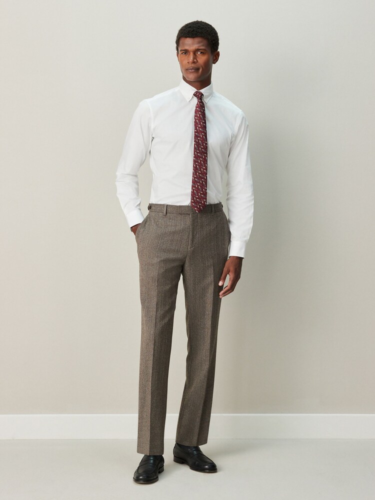 White/Burgundy Red Geometric Slim Fit Occasion Shirt And Tie Set - Image 2 of 5