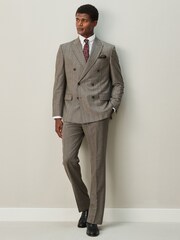 White/Burgundy Red Geometric Slim Fit Occasion Shirt And Tie Set - Image 4 of 5