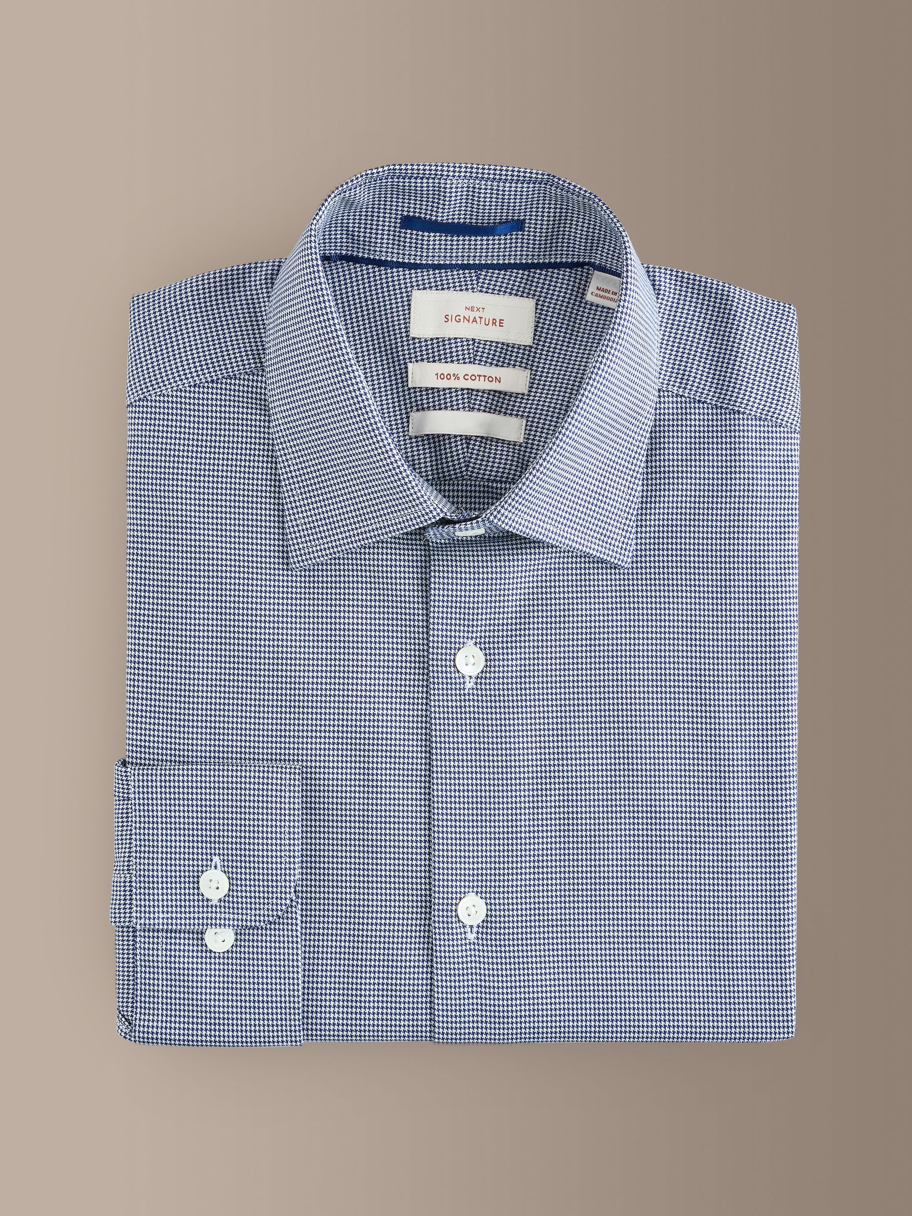 Buy Blue Textured Slim Fit Signature 100% Cotton Smart Shirt from