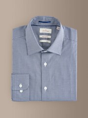 Blue Textured Slim Fit Signature 100% Cotton Smart Shirt - Image 5 of 7