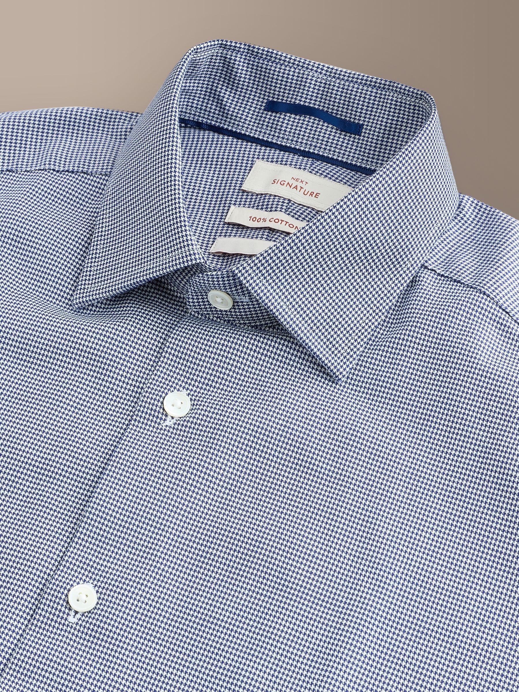 Buy Blue Textured Slim Fit Signature 100% Cotton Smart Shirt from