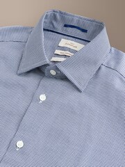 Blue Textured Slim Fit Signature 100% Cotton Smart Shirt - Image 6 of 7