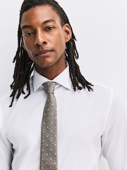 White/Neutral Polka Dot Slim Fit Occasion Shirt And Tie Set - Image 4 of 8