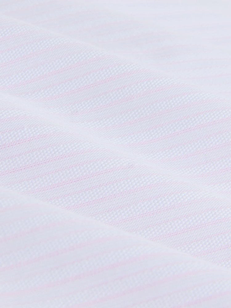 Pink Stripe Slim Fit Cotton Rich Long Sleeve Formal Shirt - Image 7 of 7