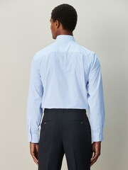 White/Blue Stripe Regular Fit Cotton Rich Long Sleeve Formal Shirt - Image 4 of 8