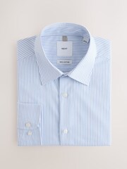 White/Blue Stripe Regular Fit Cotton Rich Long Sleeve Formal Shirt - Image 6 of 8