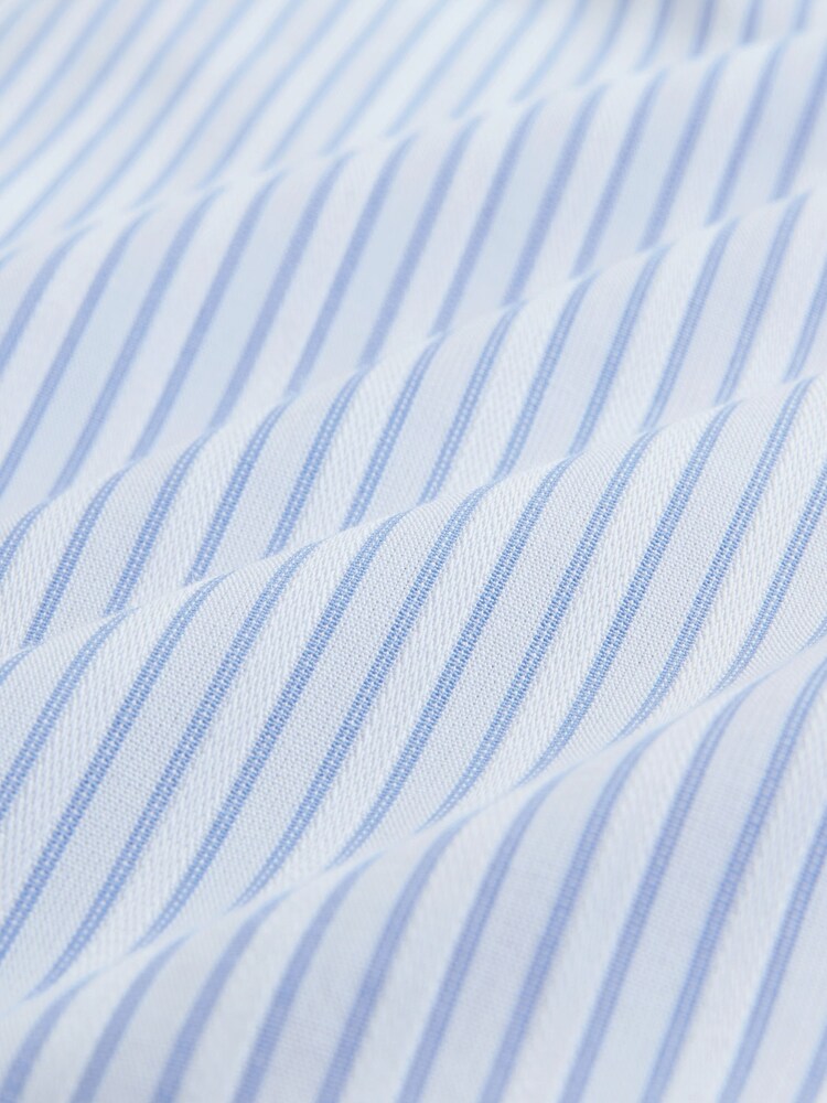 White/Blue Stripe Regular Fit Cotton Rich Long Sleeve Formal Shirt - Image 8 of 8