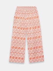 Mint Velvet Orange Geo Print Wide 100% Cotton Trousers - Image 7 of 7