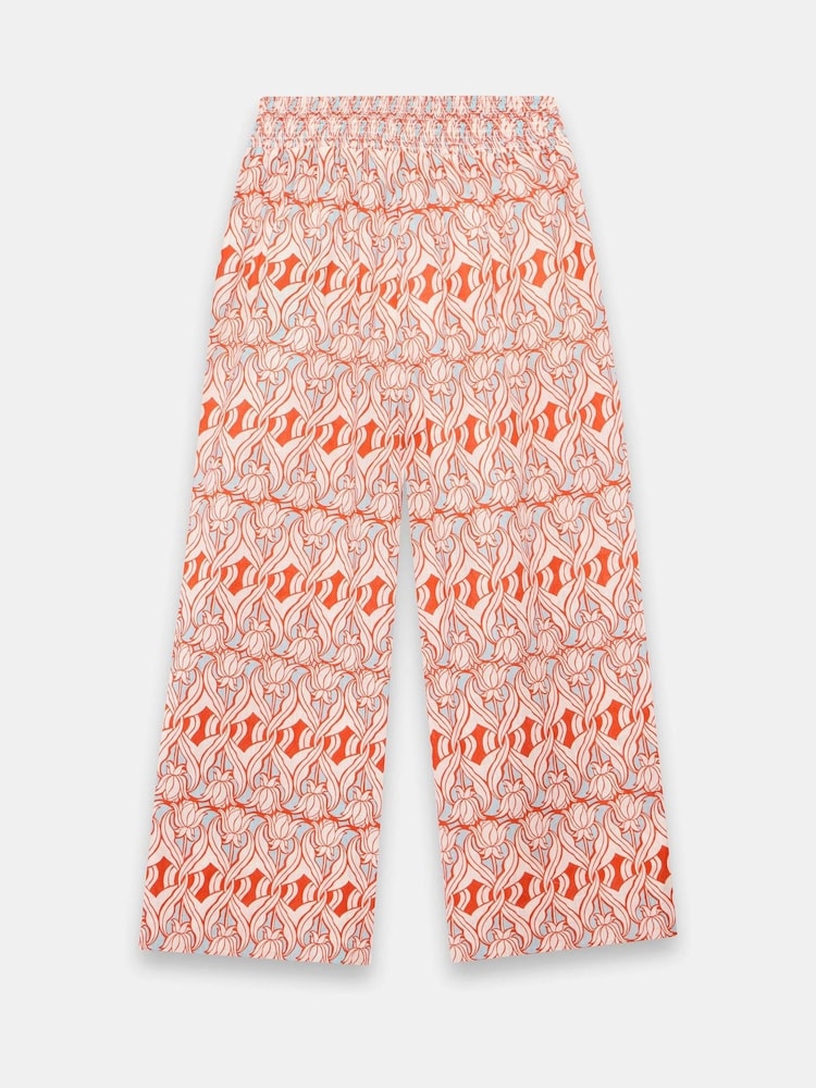 Mint Velvet Orange Geo Print Wide 100% Cotton Trousers - Image 7 of 7