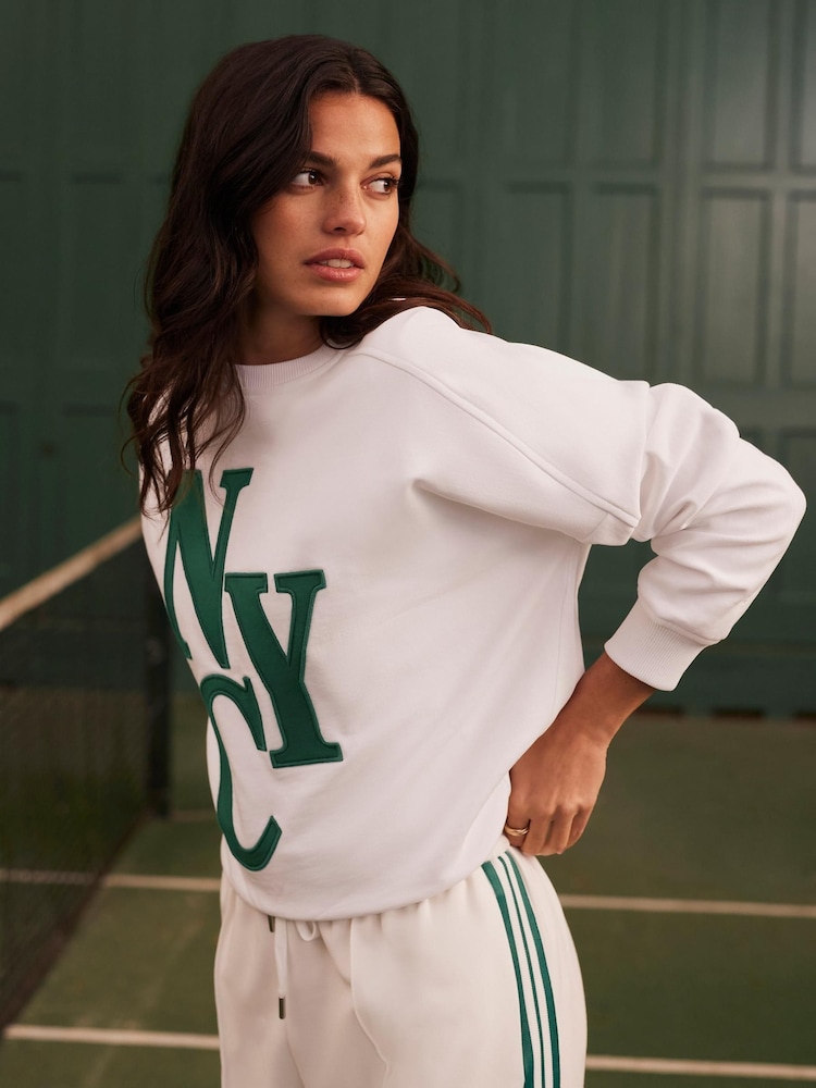 Mint Velvet White New York 100% Cotton Sweatshirt - Image 2 of 8 Mint Velvet White New York 100% Cotton Sweatshirt - Image 2 of 8