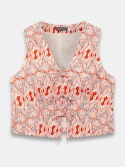 Mint Velvet Geometric Print 100% Cotton Waistcoat Top - Bild 7 von 8