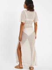 Accessorize Cream Knit Kaftan Maxi Dress - Image 2 of 4