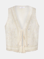 Accessorize Natural Mirror Embroidered 100% Cotton Waistcoat - Image 1 of 2