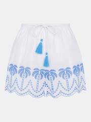 Accessorize Off White Palm Embroidered 100% Cotton Skirt - Image 4 of 4