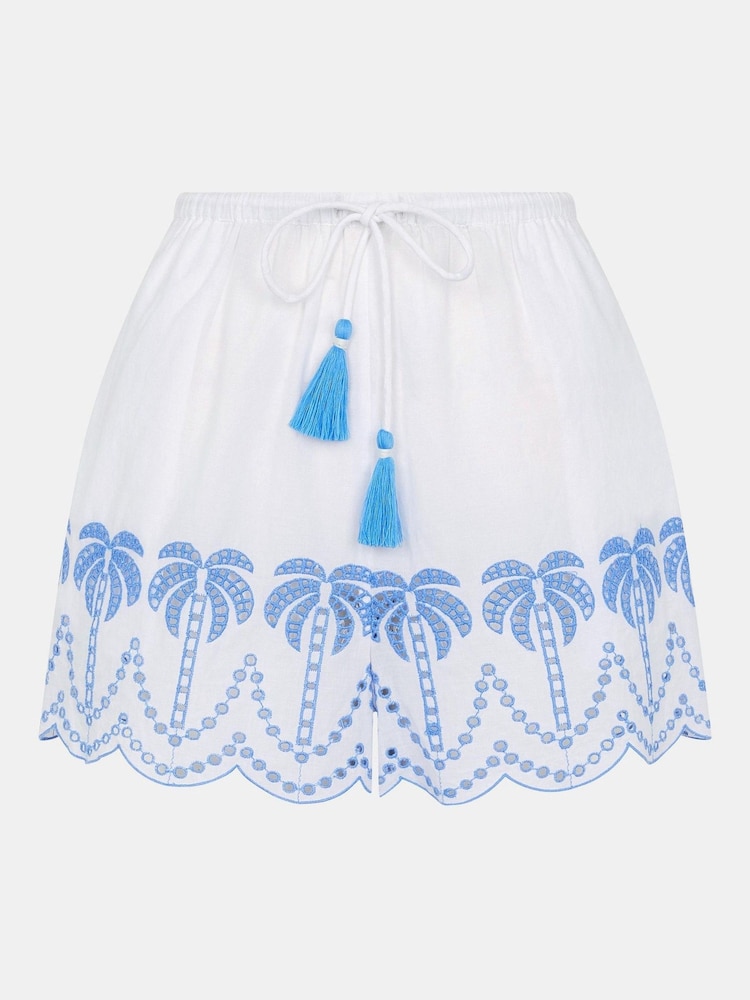 Accessorize Off White Palm Embroidered 100% Cotton Skirt - Image 4 of 4