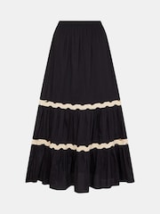 Accessorize Black Ric Rac Tiered 100% Cotton Maxi Skirt - Image 3 of 3