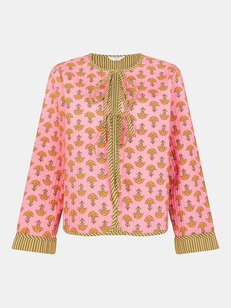 Accessorize Pink Marigold Print Quilted 100% Cotton Jacket - Image 1 of 1