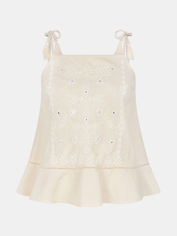 Accessorize Natural Mirror Embroidered Cami Top - Image 4 of 4