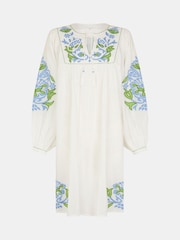 Accessorize White Embroidered Long Sleeve Smock Dress - Image 4 of 4