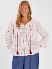 Accessorize Heart Print Collared Blouse - Imagen 1 de 3