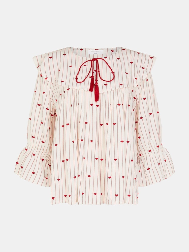 Accessorize Heart Print Collared Blouse - Imagen 3 de 3