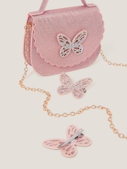Monsoon Pink Scallop Butterfly Bag & Hair Clips Set - Image 3 of 4