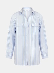 Accessorize Blue Stripe Beach Cover-Up Shirt - Image 4 of 4