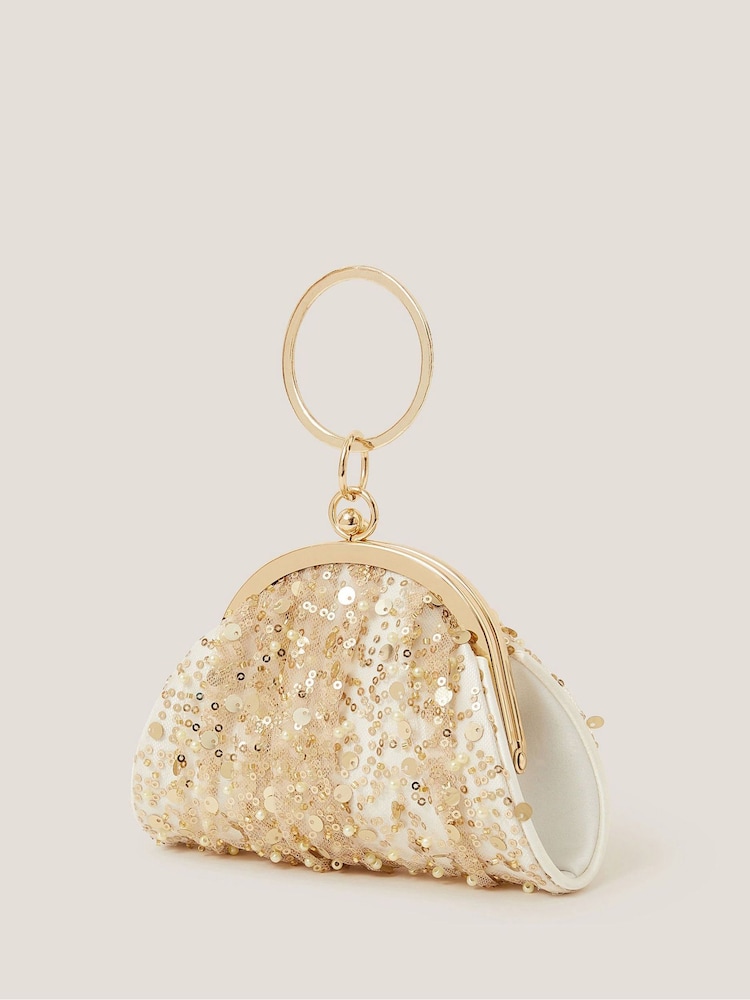 Monsoon Natural Embroidered Tulle Bangle Mini Bag - Image 2 of 4