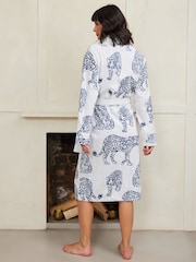 Chelsea Peers Green Towelling Leopard Print 100% Cotton Dressing Gown - Image 3 of 4