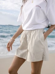لون طبيعي - Chelsea Peers Cotton Poplin Stripe Shorts - صورة 3 من 5