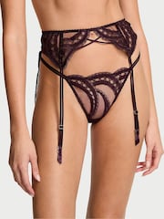 Victoria's Secret Winter Wine Red Lace Embroidery Garter Belt - Image 1 of 4