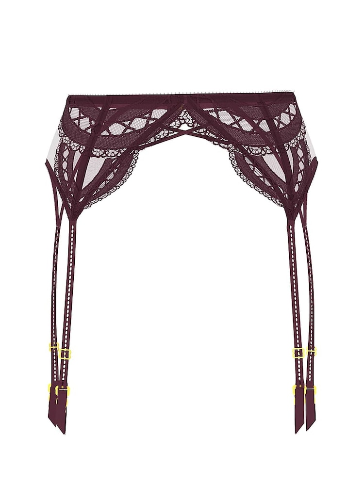 Victoria's Secret Winter Wine Red Lace Embroidery Garter Belt - Image 4 of 4 Victoria's Secret Winter Wine Red Lace Embroidery Garter Belt - Image 4 of 4