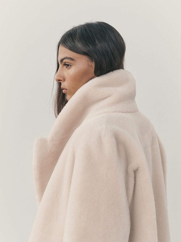 Nothing Ordinary Cream Faux Shearling Maxi Car Coat - Image 2 of 8 Nothing Ordinary Cream Faux Shearling Maxi Car Coat - Image 2 of 8