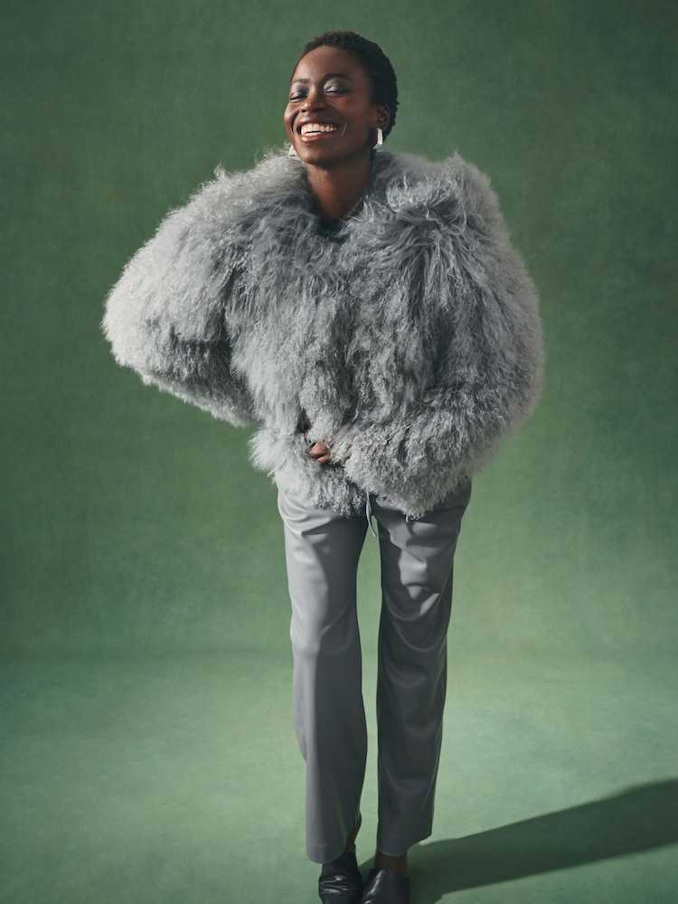 Nothing Ordinary Grey Sheepskin Shearling Jacket - Image 1 of 8 Nothing Ordinary Grey Sheepskin Shearling Jacket - Image 1 of 8
