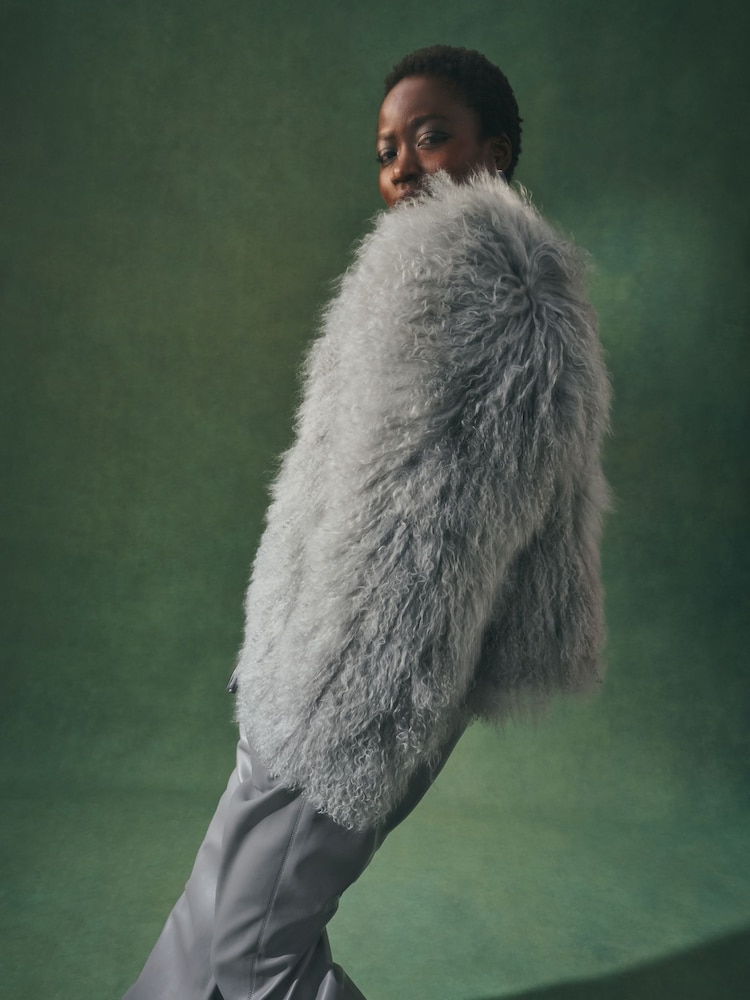 Nothing Ordinary Grey Sheepskin Shearling Jacket - Image 2 of 8 Nothing Ordinary Grey Sheepskin Shearling Jacket - Image 2 of 8