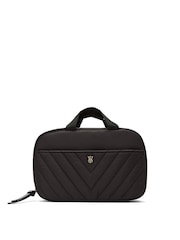 Victoria's Secret Black V Quilt Travel Makeup Bag - Image 1 of 3